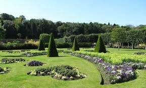 Neatly edged flower borders