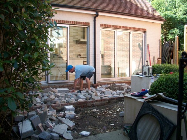 Hard core foundations and steps to be below DPC at a new patio in Brighton by Arcadia Garden Design.