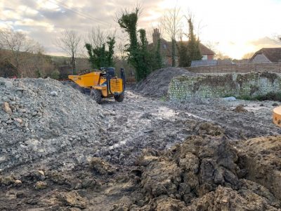  rubble etc. removed from pond.