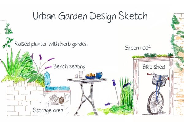 Urban Garden Design Sketch